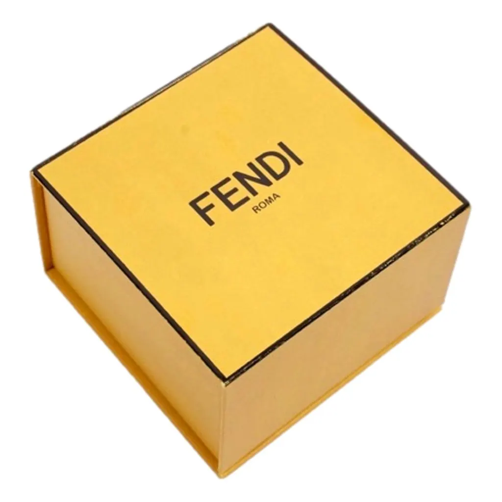 Fendi Fendigraphy Gold Tone Wide Logo Bangle Bracelet Gold Never worn - Box View