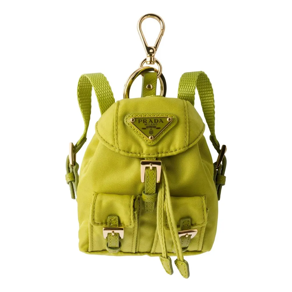 Prada Mini Icon Re Nylon Backpack Bag Charm Keychain Fern Green Green Polyamide Never worn - Front View