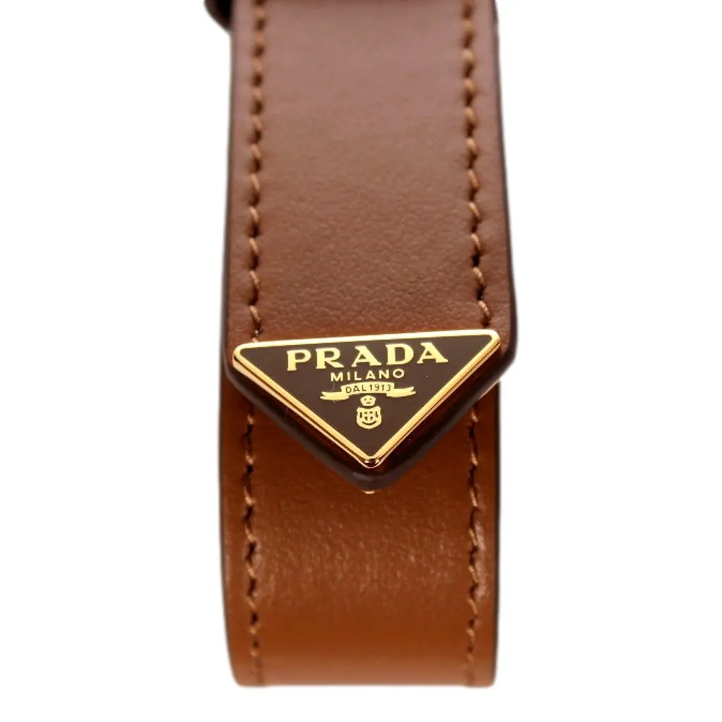 Prada Smooth Leather Belt Strap Keychain Bag Charm in Caramel Brown Brown Leather Never worn - Back View