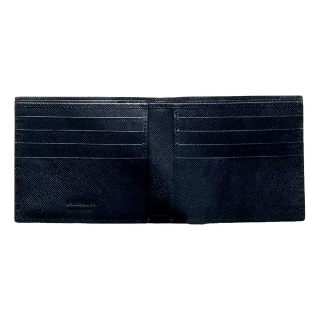 Prada Saffiano Leather Bifold Wallet Brown Navy Brown Leather Never worn - Model View