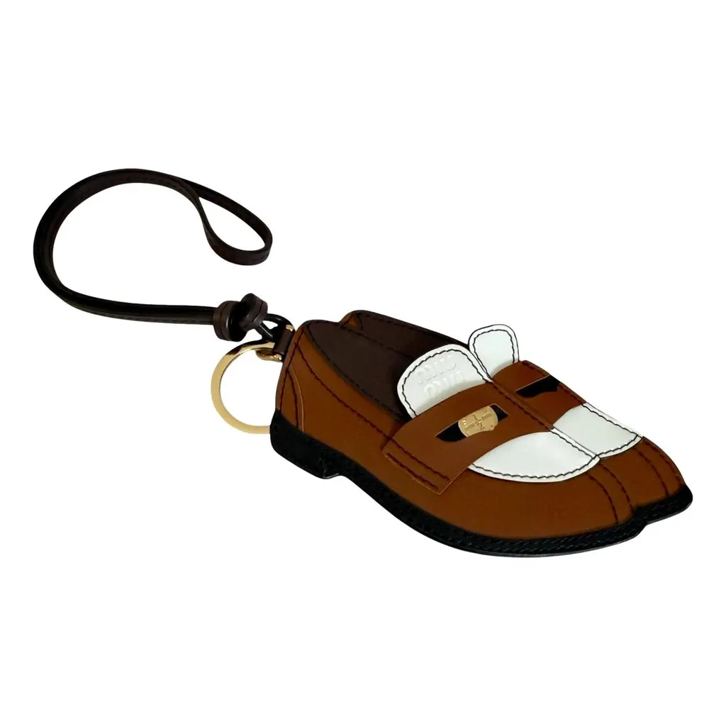 Miu Miu Penny Loafer Leather Bag Charm Brown and White Brown Leather Never worn - Front View