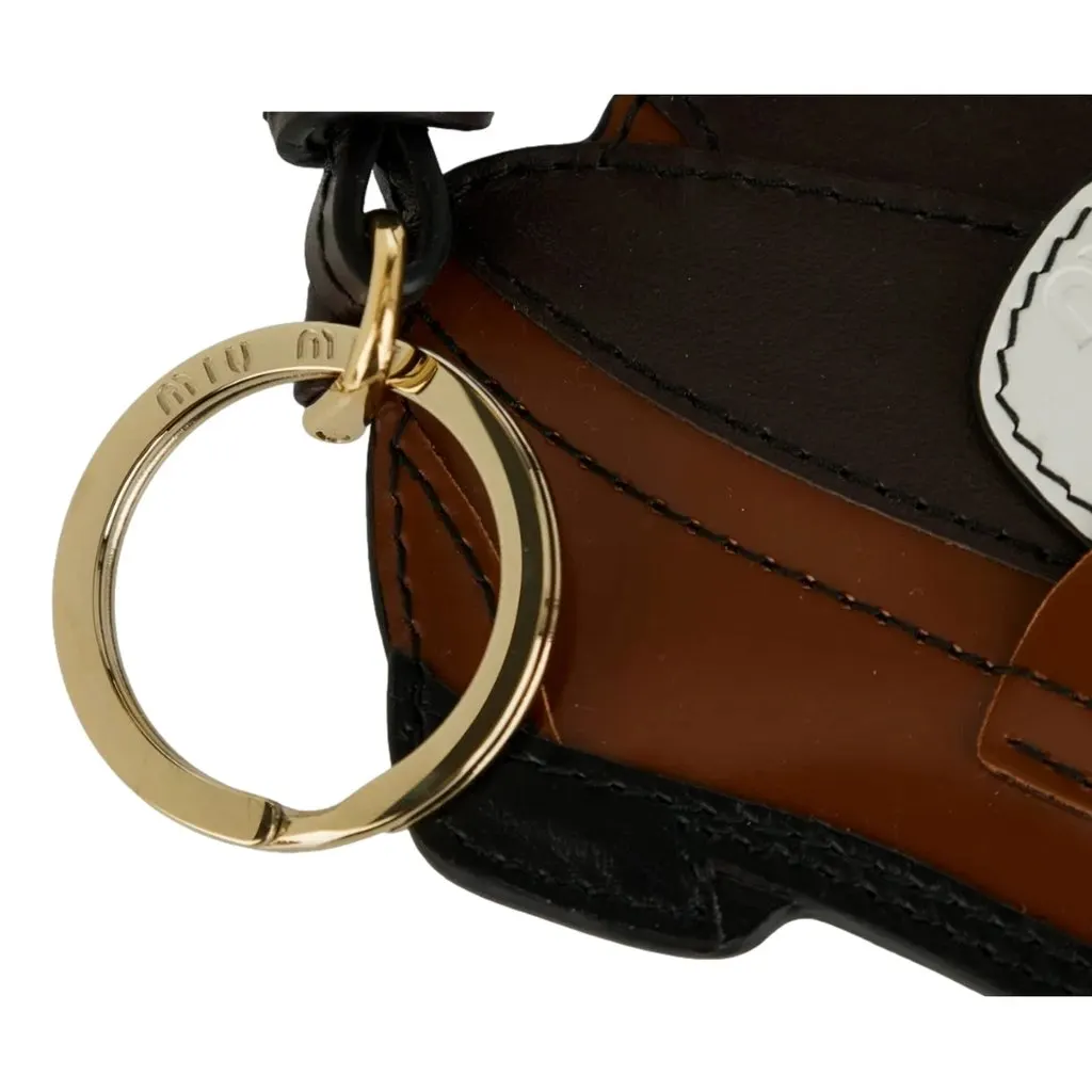 Miu Miu Penny Loafer Leather Bag Charm Brown and White Brown Leather Never worn - Back View