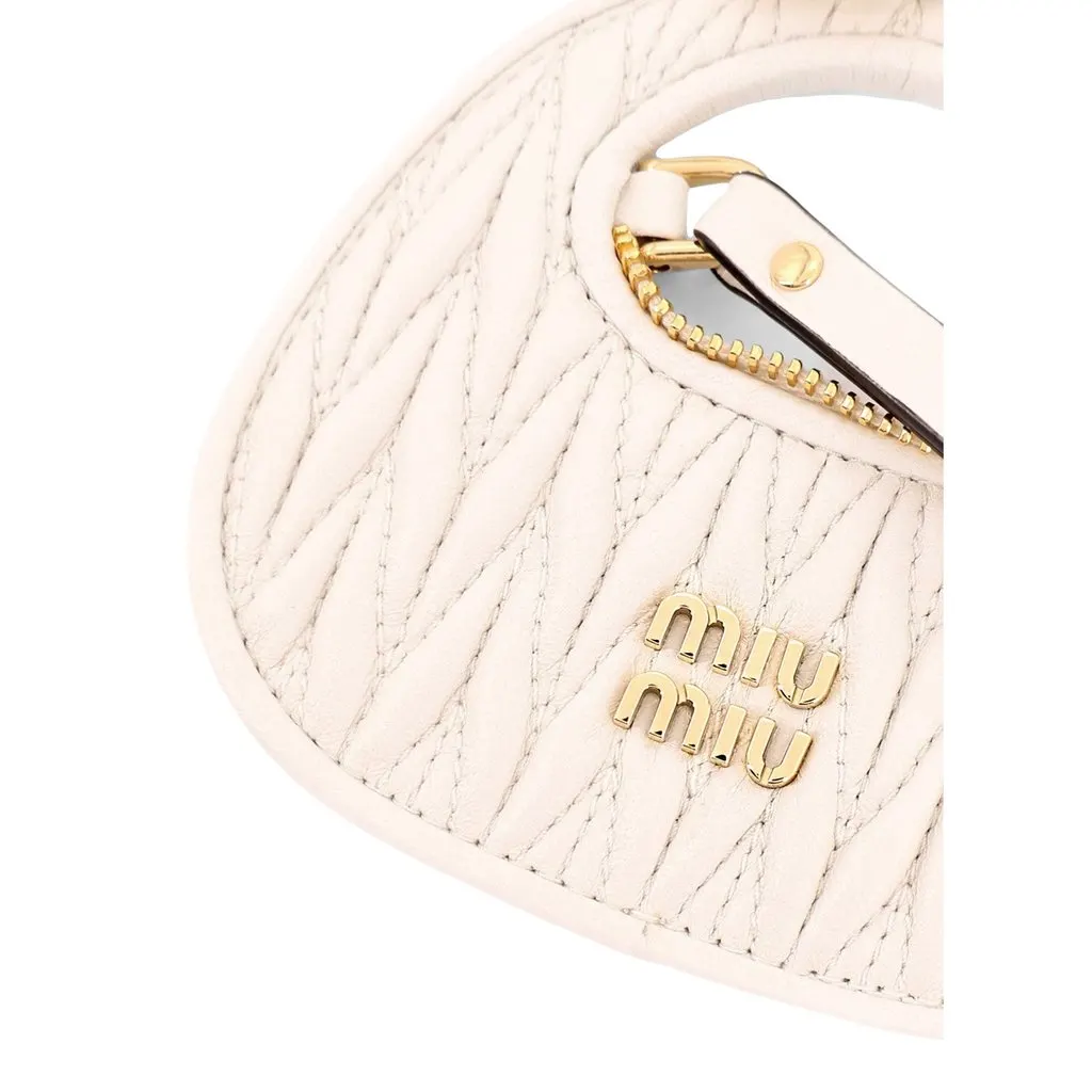 Miu Miu Wander Quilted Matelasse Leather Bag Charm in White White Leather Never worn - Back View