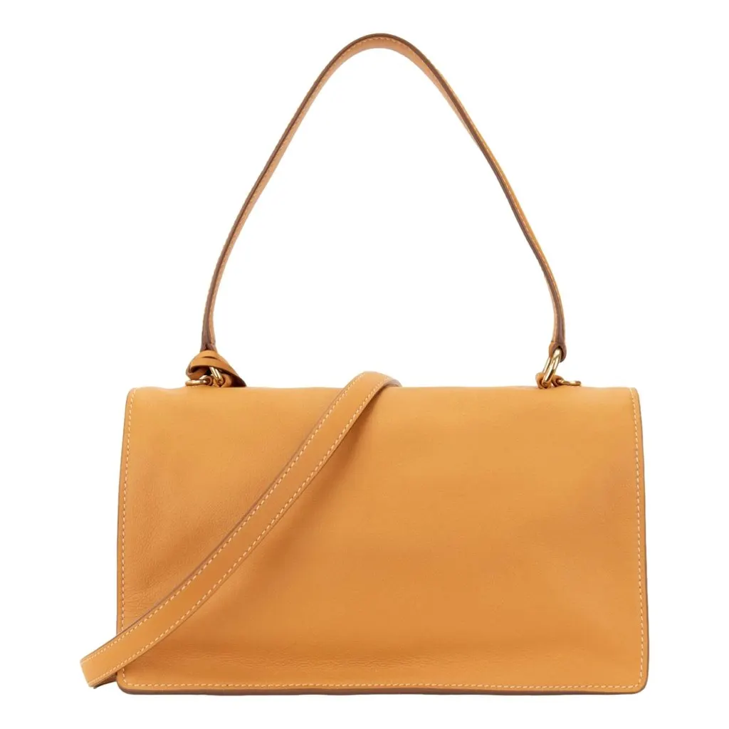 Prada Soft Sound Medium Amber Orange Soft Grain Leather Shoulder Bag Orange Leather Never worn - Inside View