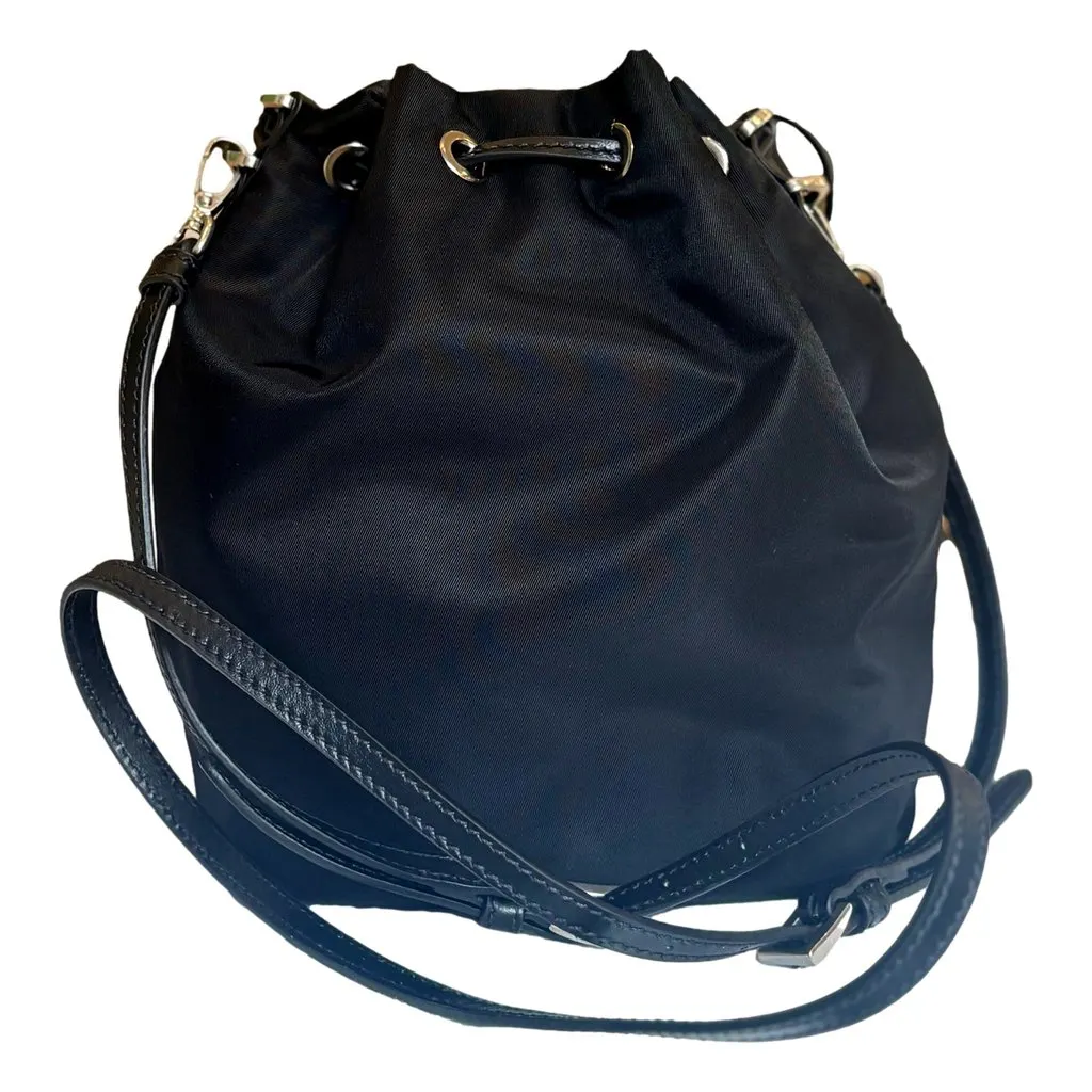 Prada Re-Nylon Black Tassel Drawstring Bucket Bag Black Polyamide Never worn - Model View