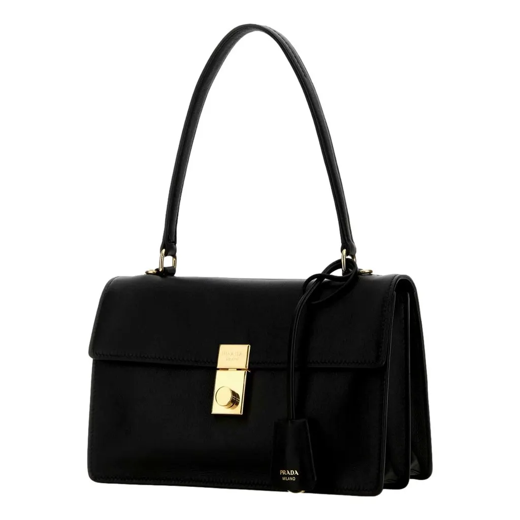 Prada Soft Sound Medium Black Soft Grain Leather Shoulder Bag Black Leather Never worn - Box View