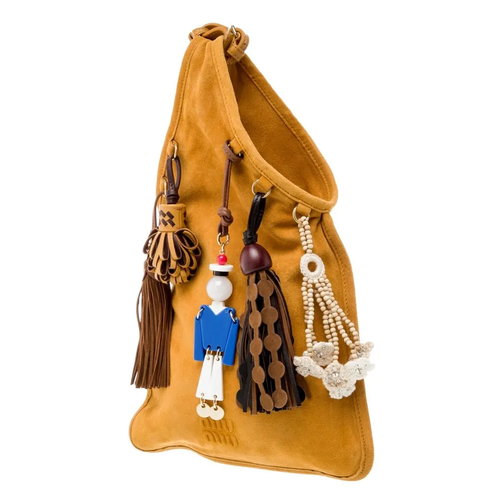 Miu Miu Mini Suede Handbag with Charms Whisky Yellow Yellow Suede Never worn - Back View