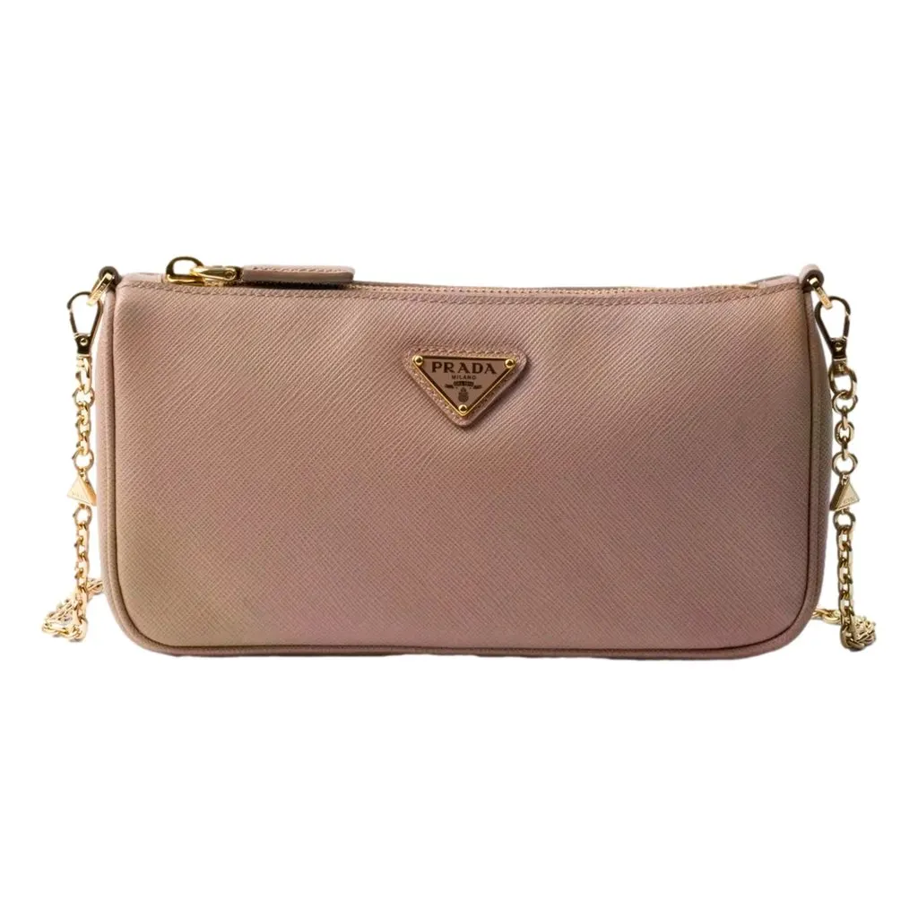 Prada Prada Saffiano Leather Chain Strap Mini Shoulder Bag Pink Leather Never worn - Front View