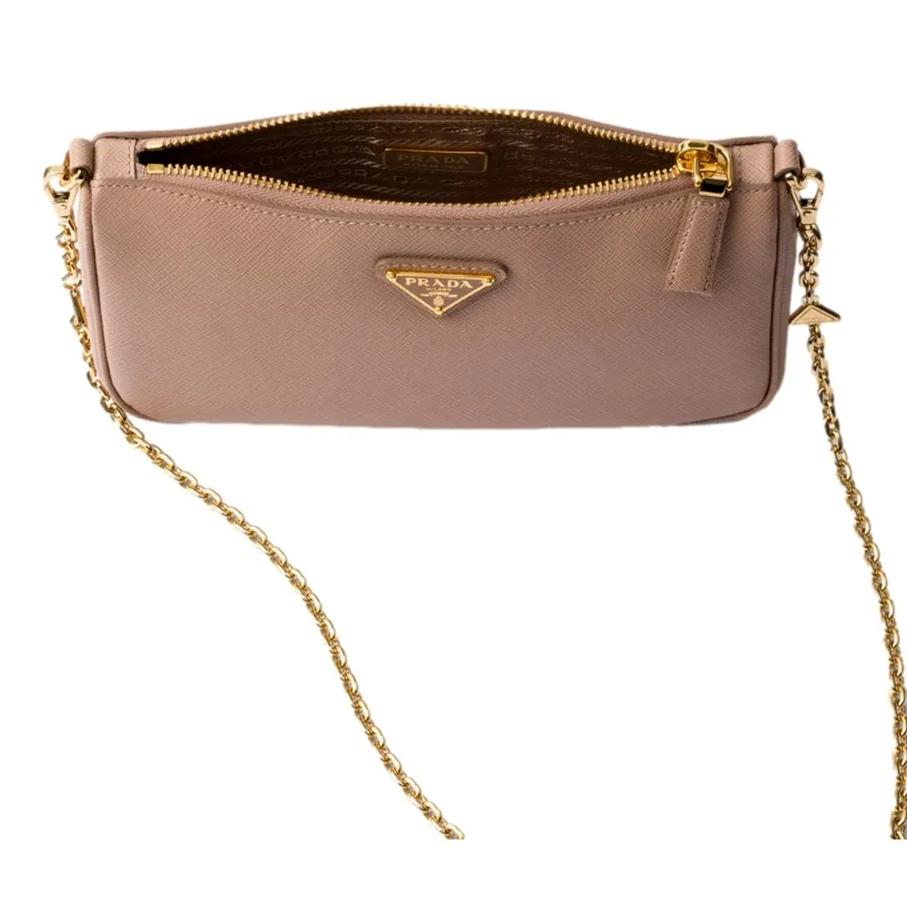 Prada Prada Saffiano Leather Chain Strap Mini Shoulder Bag Pink Leather Never worn - Inside View