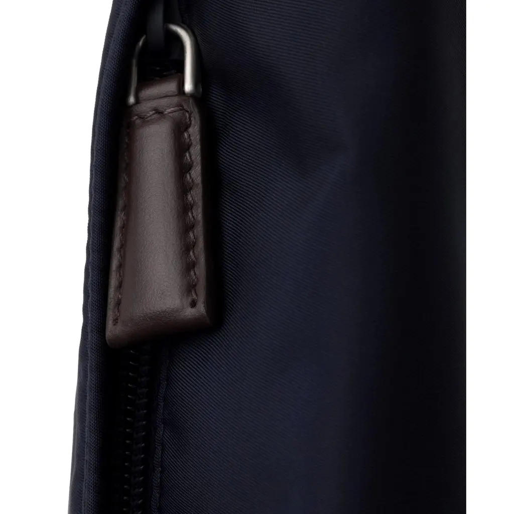 Prada Re-Nylon and Suede Belt Bag in Navy Blue with Brown Suede and Leather Trim Blue Never worn - Model View
