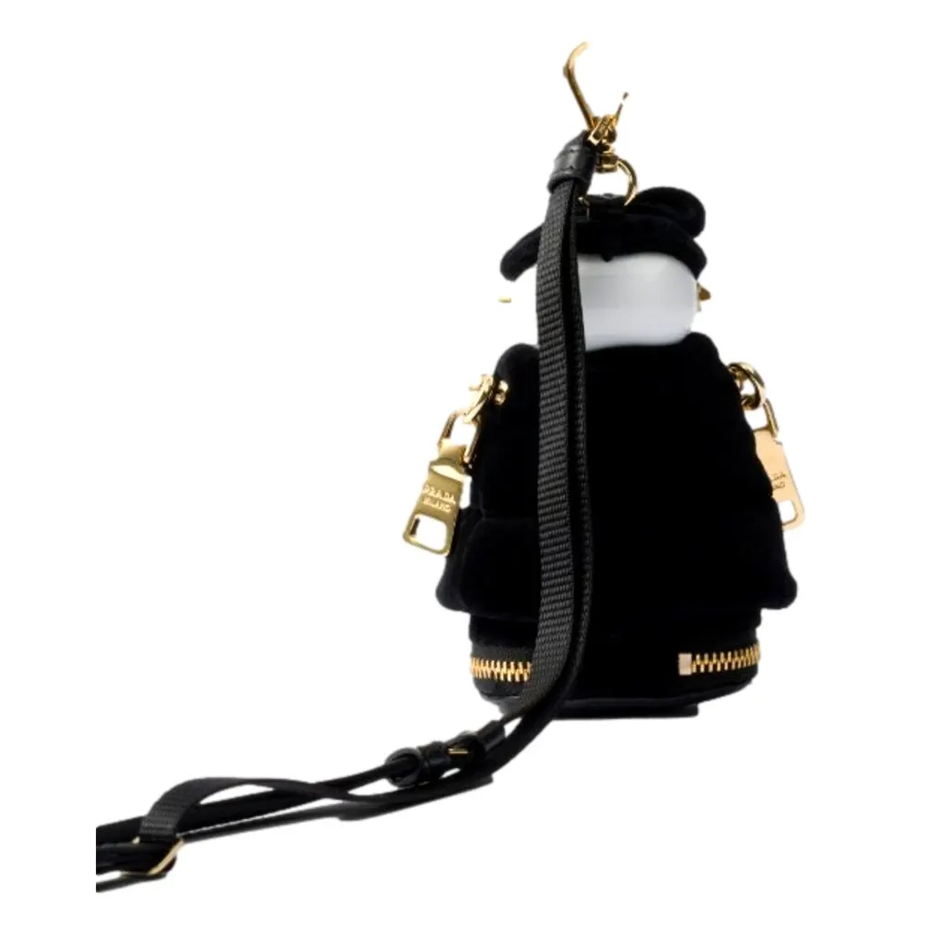 Prada Black Nylon Robot Keychain Bag Charm with Gold Tone Hardware and Strap Black Polyamide Never worn - Inside View