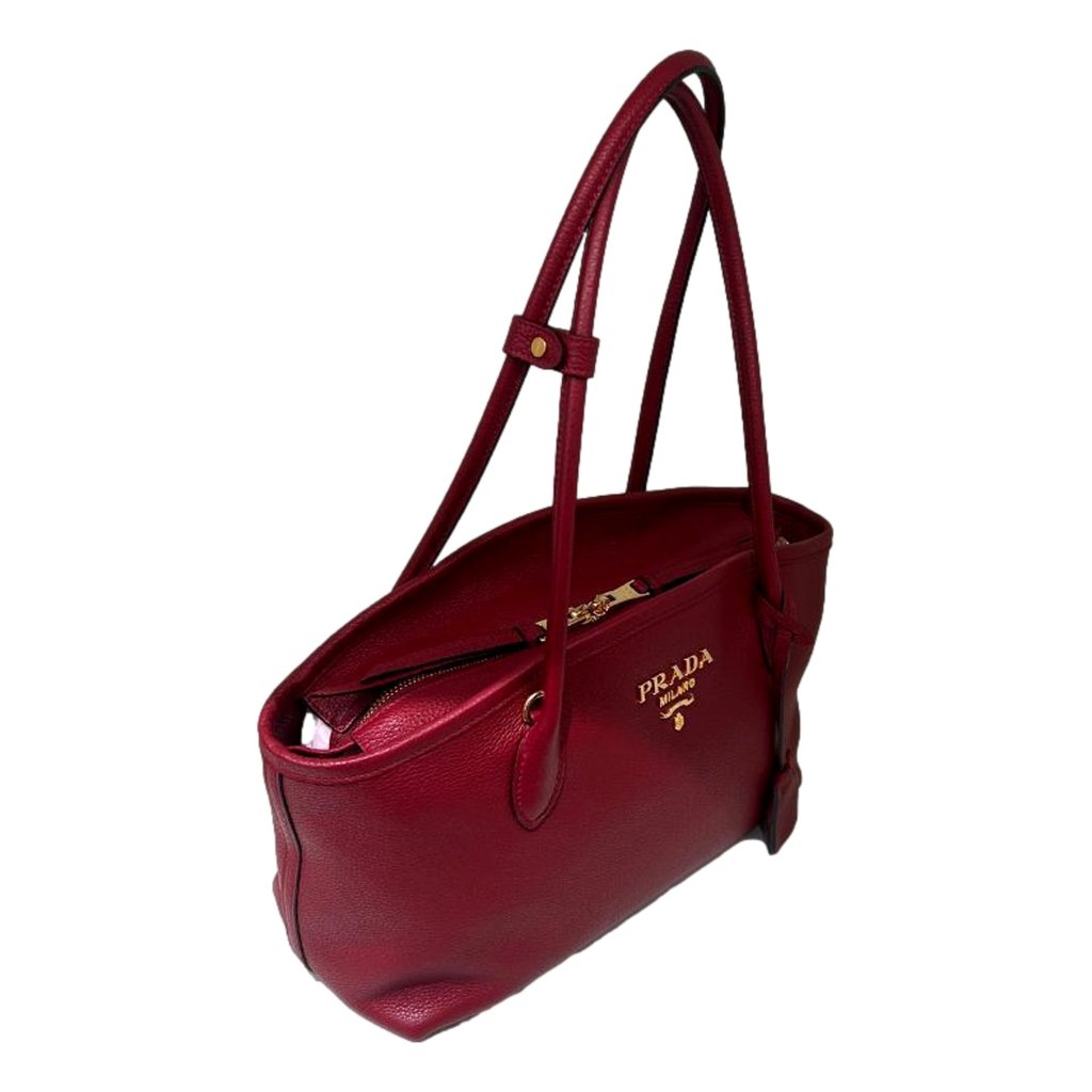 PRADAノベルティバッグ Prada Vitello Phenix Leather Rubino Red Top Handle Shoulder