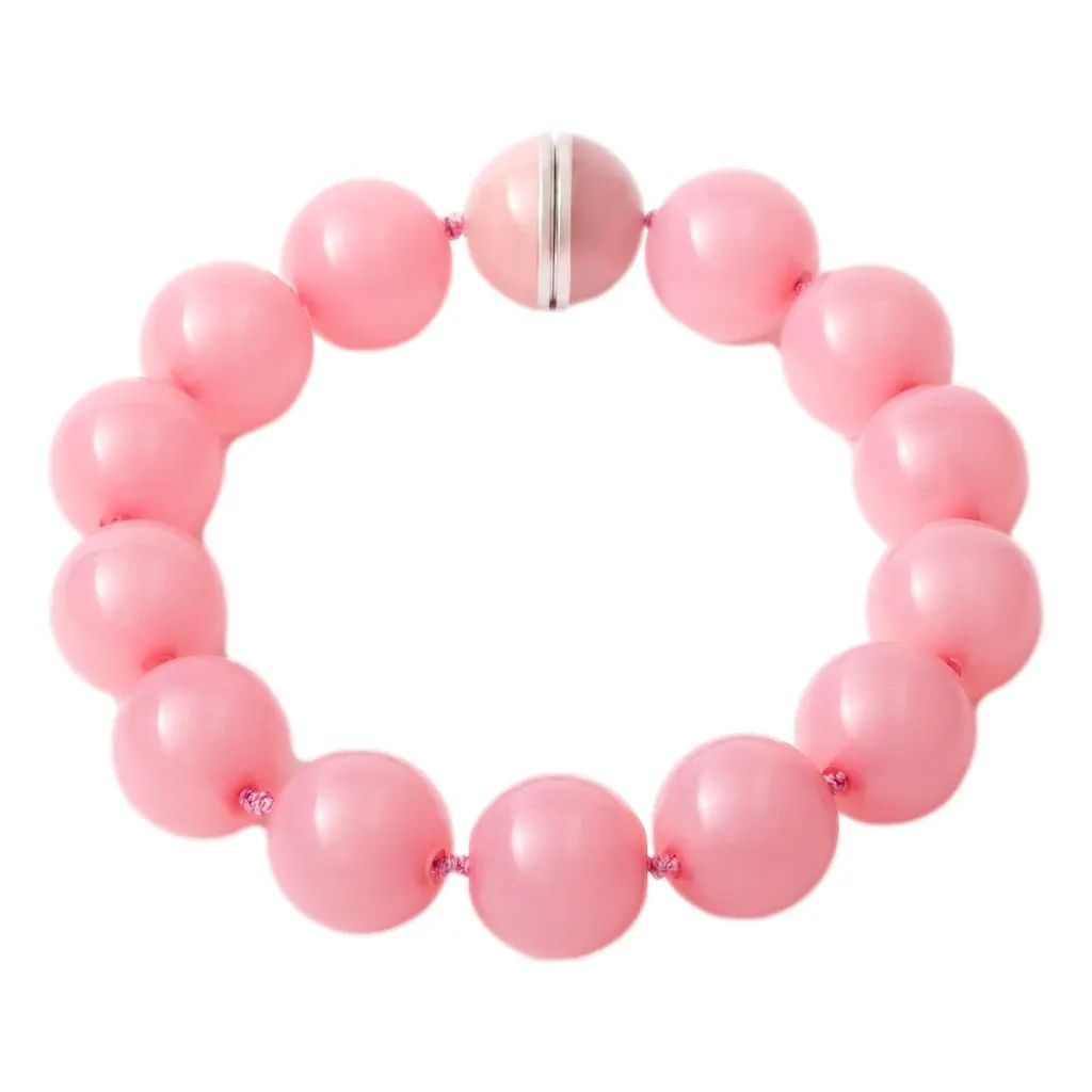 Prada Logo Bubble Necklace in Petal Pink Plexiglass with Steel Magnetic Clasp Large Pink Lace Never worn - Front View