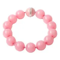 Prada Logo Bubble Necklace in Petal Pink Plexiglass with Steel Magnetic Clasp Large Pink Lace Never worn - Model View
