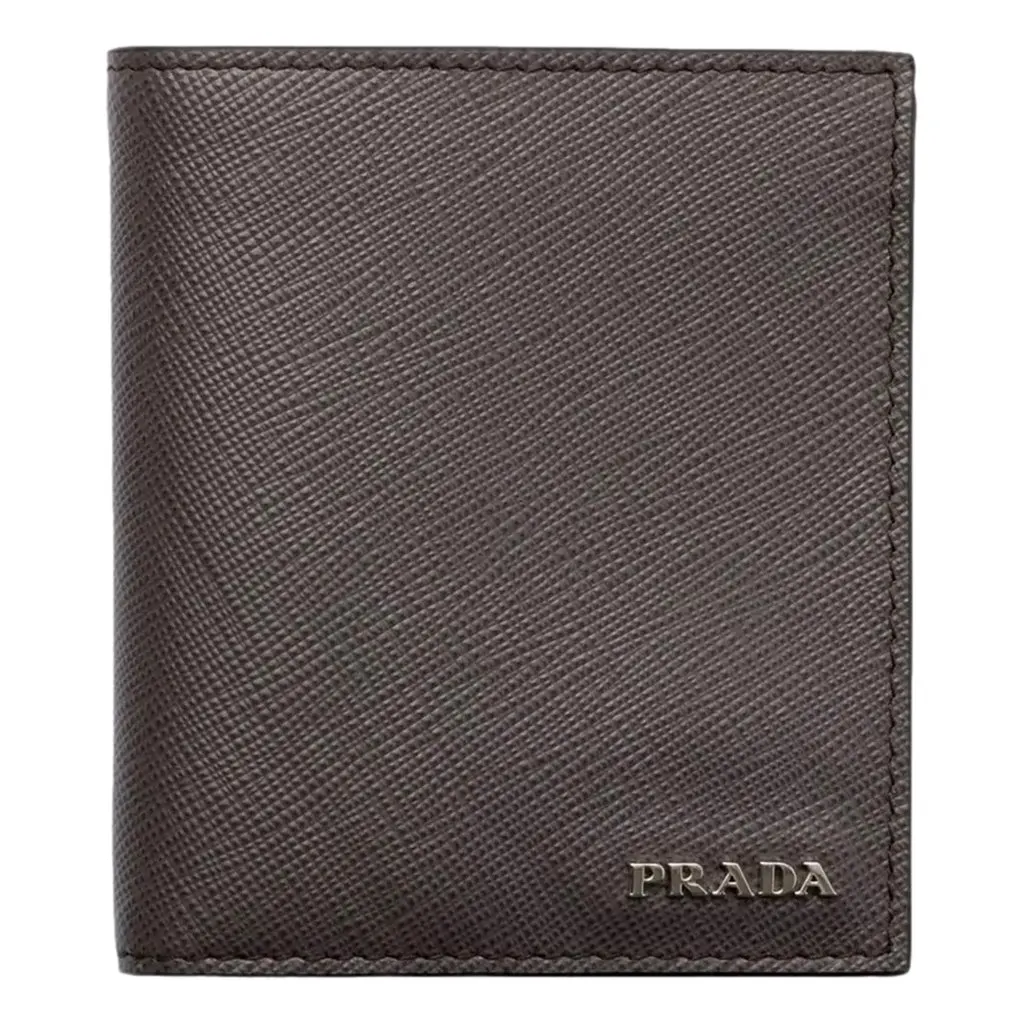 Prada Smoky Emerald Saffiano Leather Bifold Wallet MultiColor Leather Never worn - Front View