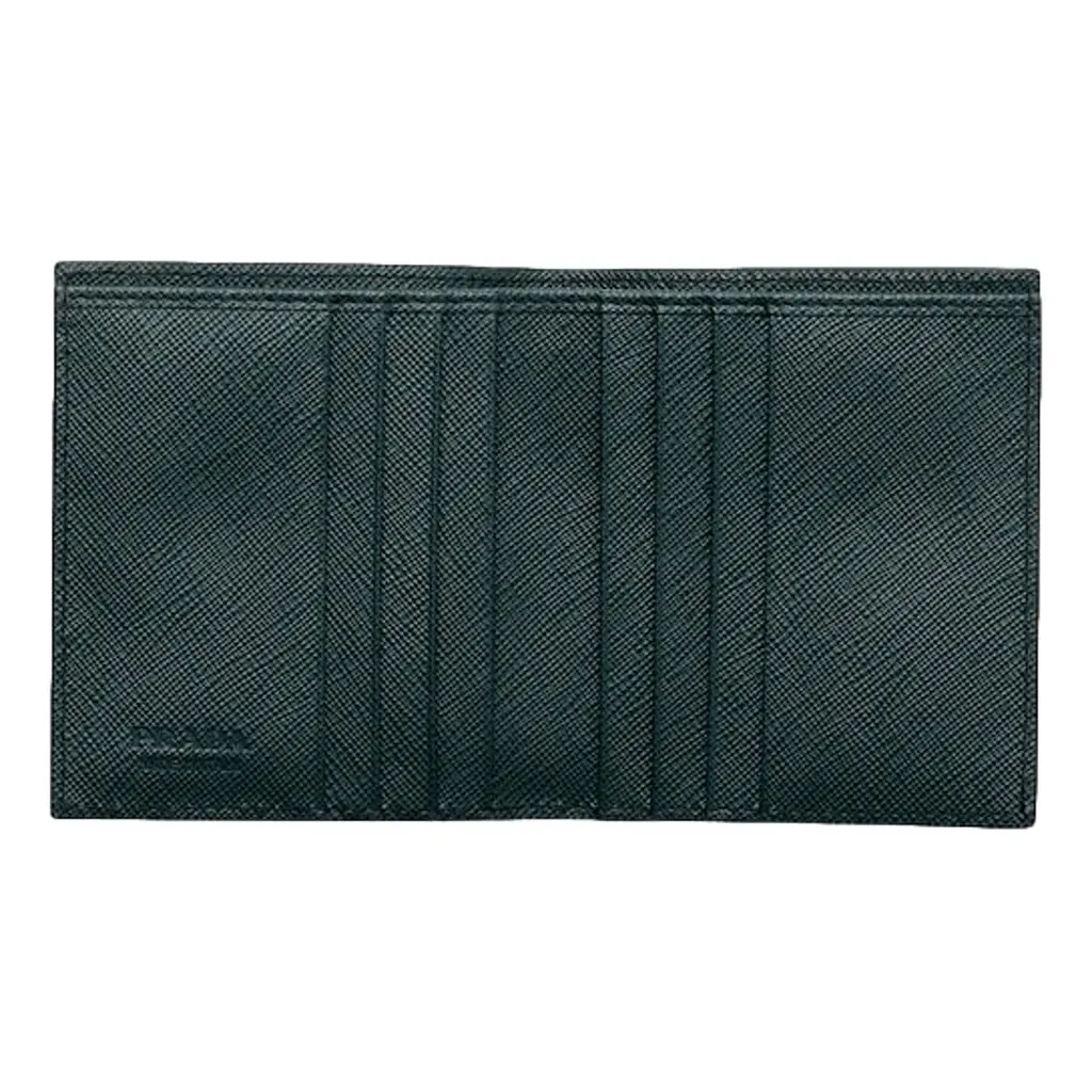 Prada Smoky Emerald Saffiano Leather Bifold Wallet MultiColor Leather Never worn - Back View