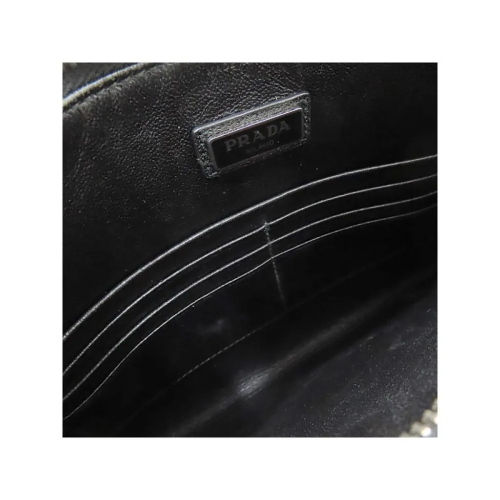 Prada Black Saffiano Voyage Leather Clutch Document Holder Black Leather Never worn - Inside View