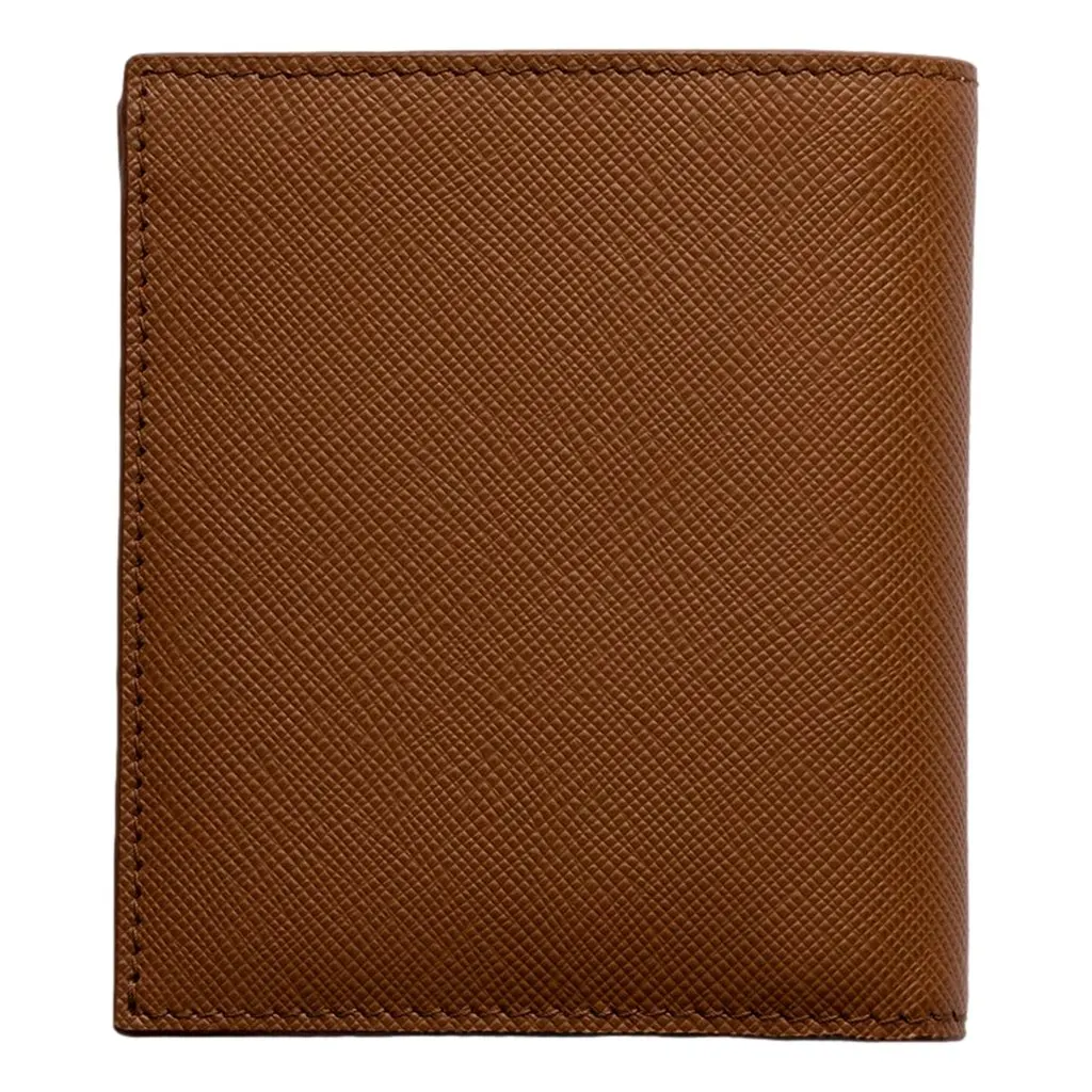 Prada Saffiano Leather Bifold Two Tone Brown White Wallet Brown Leather Never worn - Back View