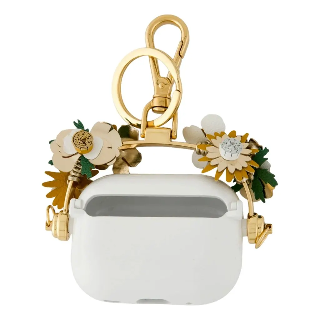 Prada White Floral AirPods Case with Leather Flowers and Gold Hardware White Leather Never worn - Back View