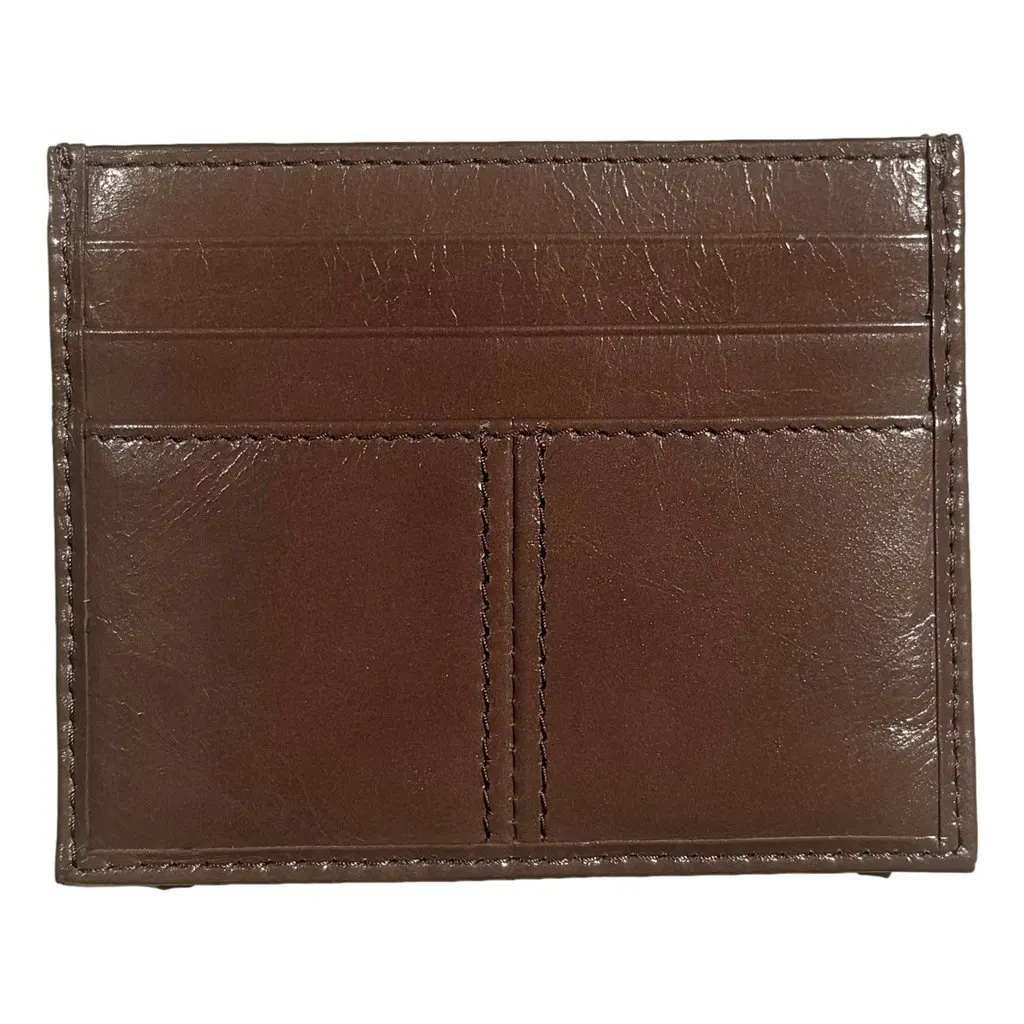Prada Soft Lux Leather Triangle Logo Card Holder Wallet Argilla Gray Brown Leather Never worn - Inside View