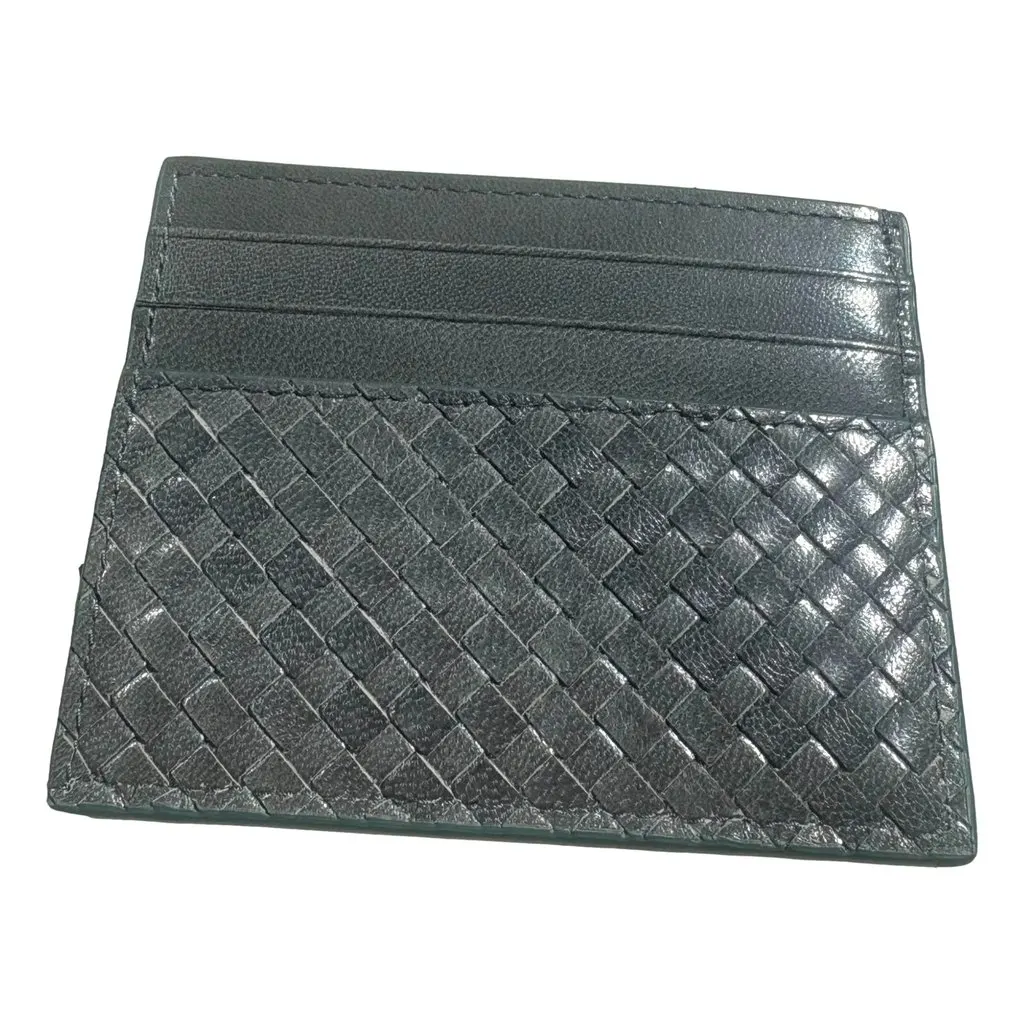 Prada Woven Leather Card Case Wallet Marine Blue Blue Leather Never worn - Model View