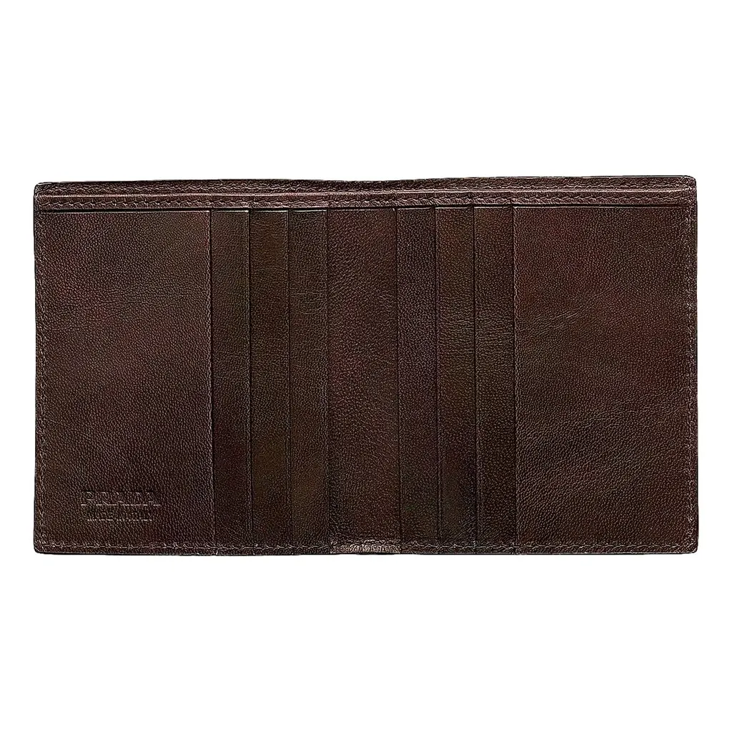 Prada Woven Leather Bifold Wallet Dark Brown Brown Leather Never worn - Model View