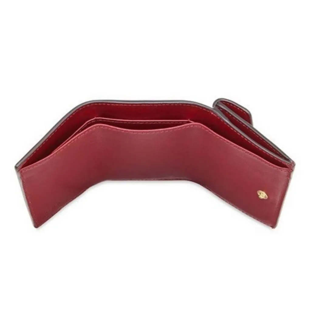 Fendi F Logo Barolo Red Leather Micro Trifold Wallet MultiColor Leather Never worn - Inside View