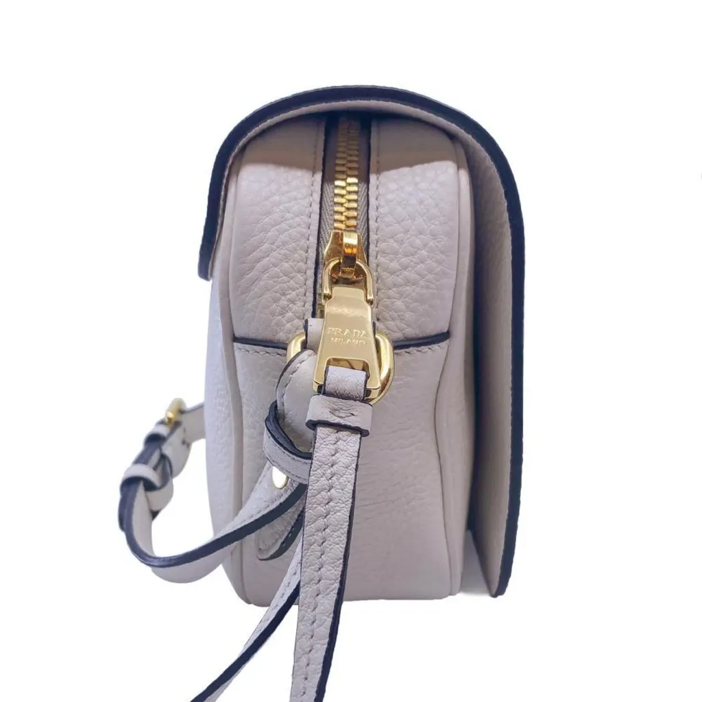 Prada Ivory Vitello Phenix Leather Flap Crossbody Bag White Leather Never worn - Model View