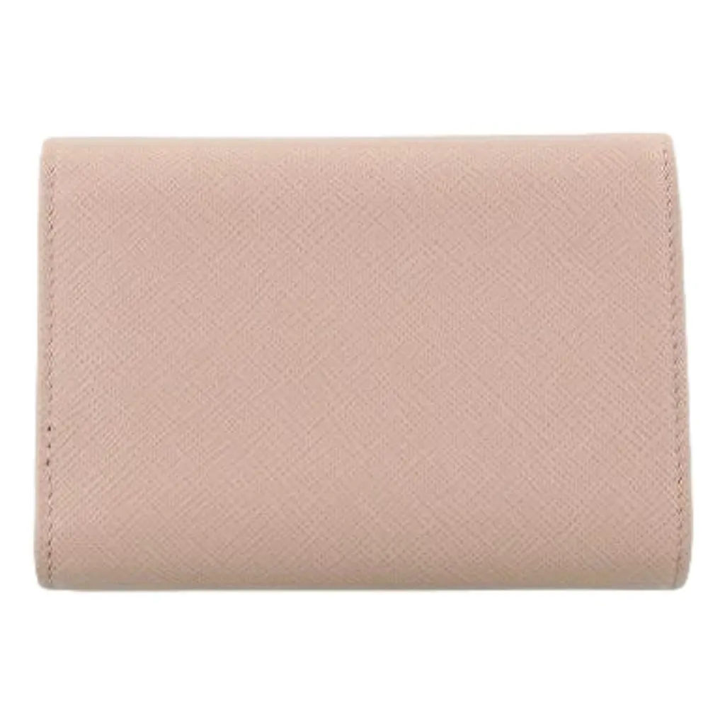 Prada Saffiano Leather Trifold Coin Zipper Card Snap Wallet Cipria Beige Brown Leather Never worn - Back View