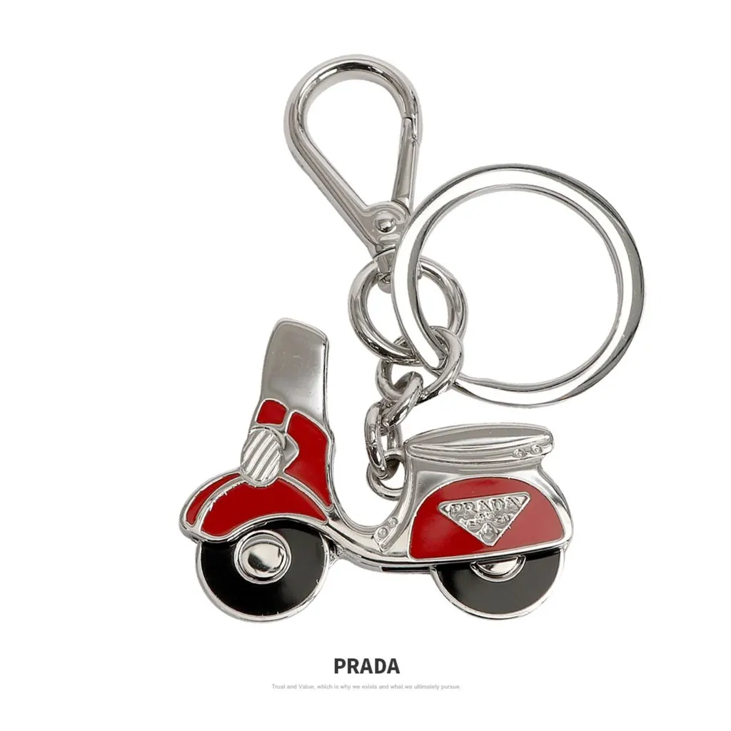 Prada Rosso Red Scooter Metal Keychain Red Never worn - Front View