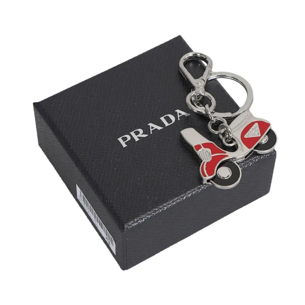 Prada Rosso Red Scooter Metal Keychain Red Never worn - Back View