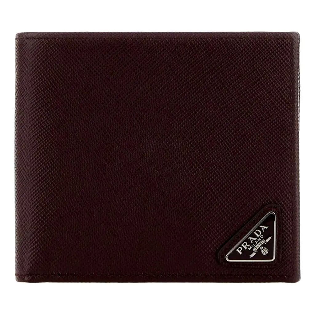 Prada Bruciato Dark Brown Saffiano Leather Bifold Wallet
