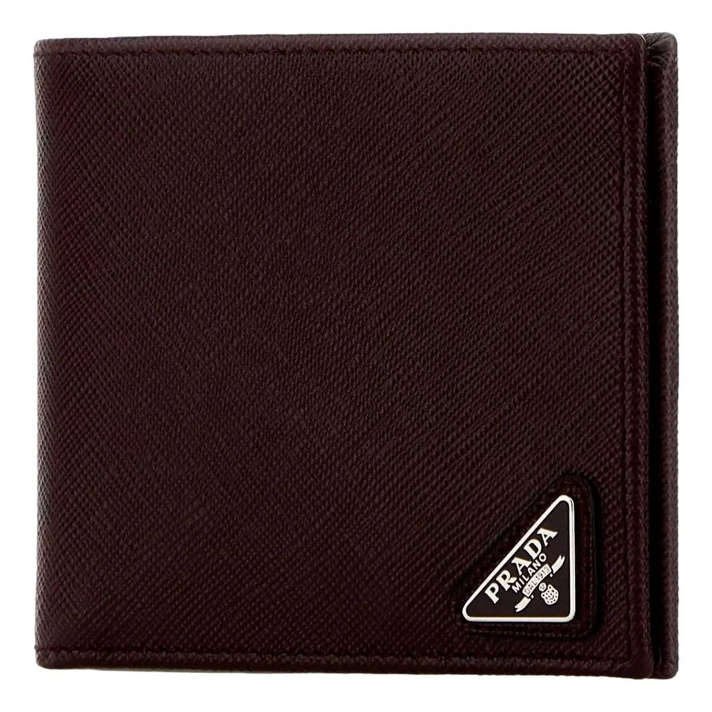 Prada Bruciato Dark Brown Saffiano Leather Bifold Wallet Brown Leather Never worn - Back View