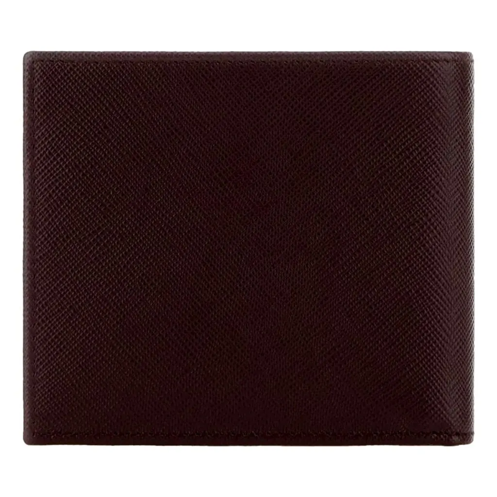 Prada Bruciato Dark Brown Saffiano Leather Bifold Wallet Brown Leather Never worn - Inside View