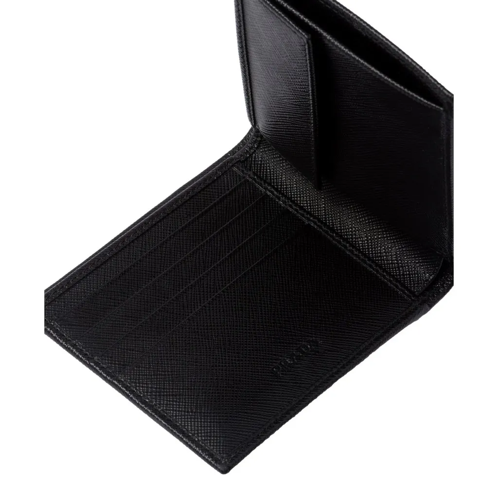Prada Black Saffiano Leather Wallet with Coin Purse Black Leather Never worn - Back View