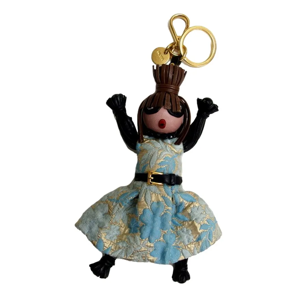 Prada Trick Pelle Azzurro Blue Dress Jasmine Doll Keyring Key Charm