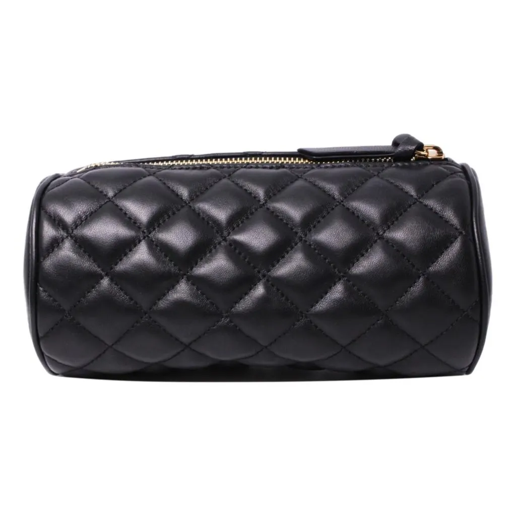 Versace Black Leather Medusa Quilted Cosmetic Bag Black Leather Never worn - Inside View