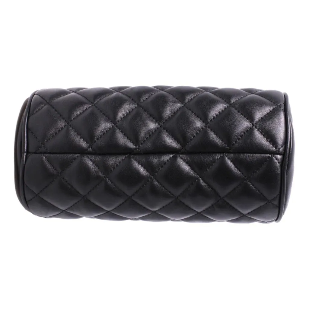 Versace Black Leather Medusa Quilted Cosmetic Bag Black Leather Never worn - Model View