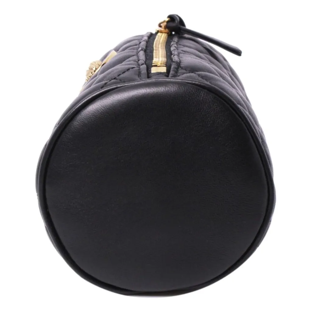 Versace Black Leather Medusa Quilted Cosmetic Bag Black Leather Never worn - Box View