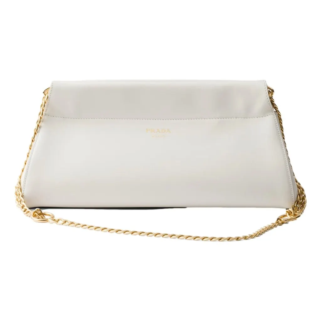 Prada Enchaine Small Shoulder Bag Calfskin Leather White White Leather Never worn - Front View