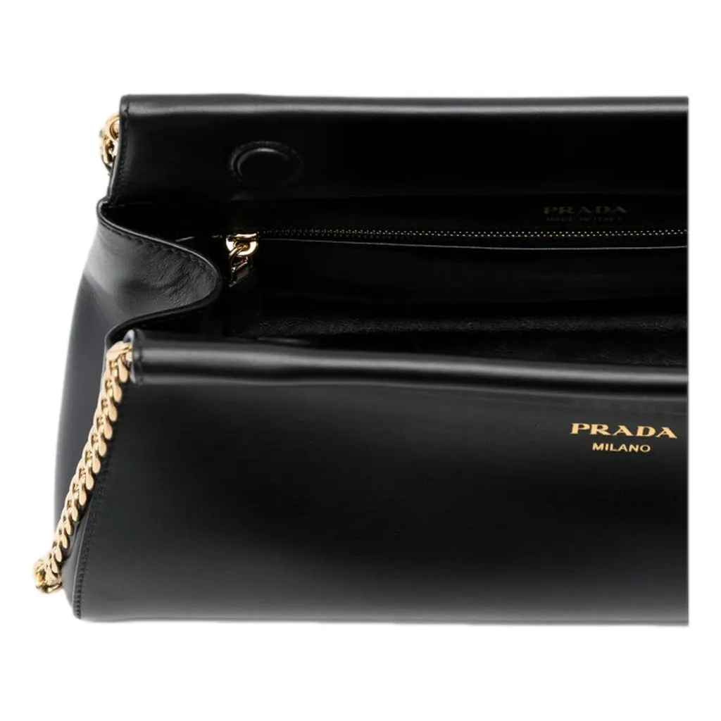 Prada Enchaine Small Shoulder Bag Calfskin Leather Black Black Leather Never worn - Inside View