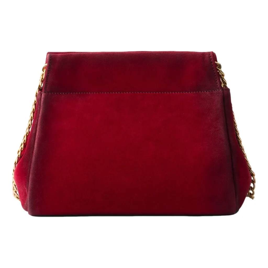 Prada Mini Enchaine Suede Ombre Shoulder Bag Rubino Red Red Suede Never worn - Inside View