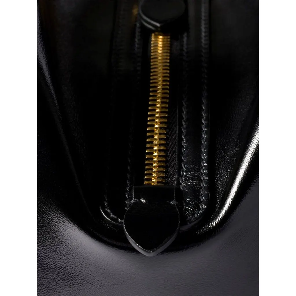 Miu Miu Black Top Handle Bowler Bag with Tonal Logo Black Leather Never worn - Model View