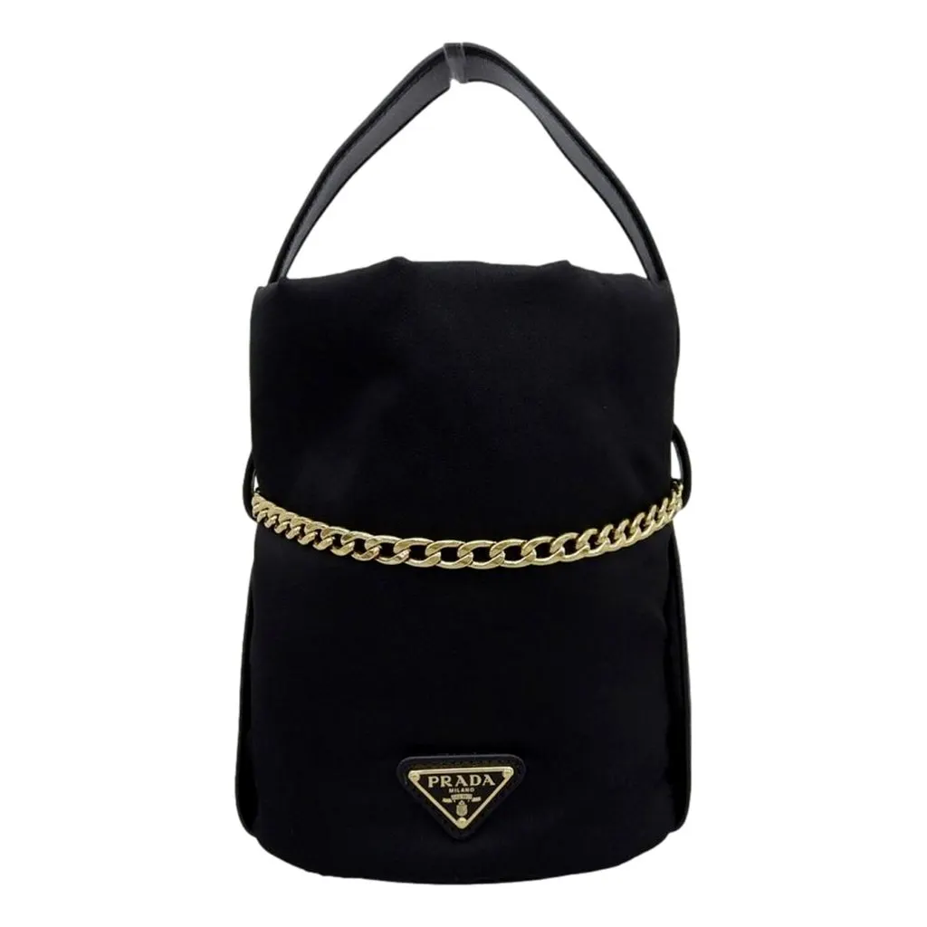 Prada Petit Sac Noir Mini Re-Nylon and Nappa Leather Bucket Bag Black Black Polyamide Never worn - Front View
