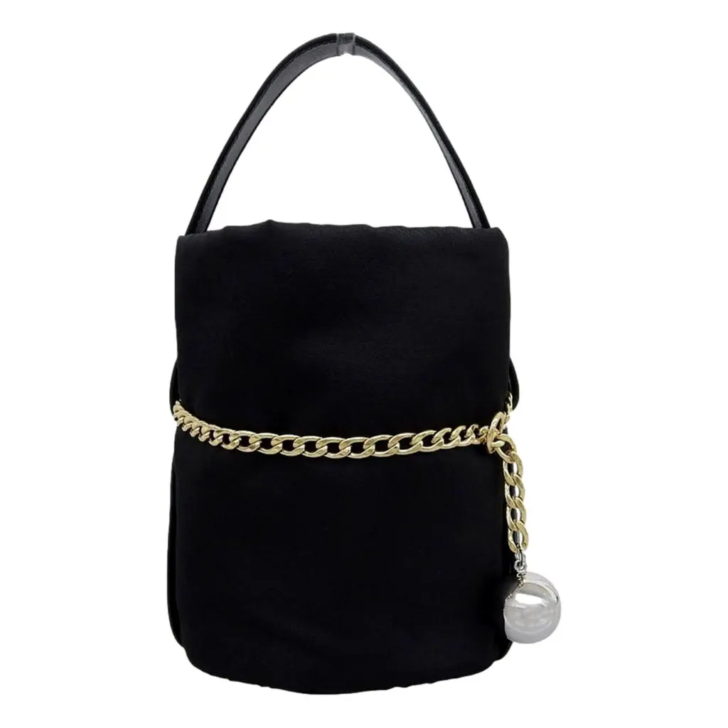 Prada Petit Sac Noir Mini Re-Nylon and Nappa Leather Bucket Bag Black Black Polyamide Never worn - Model View