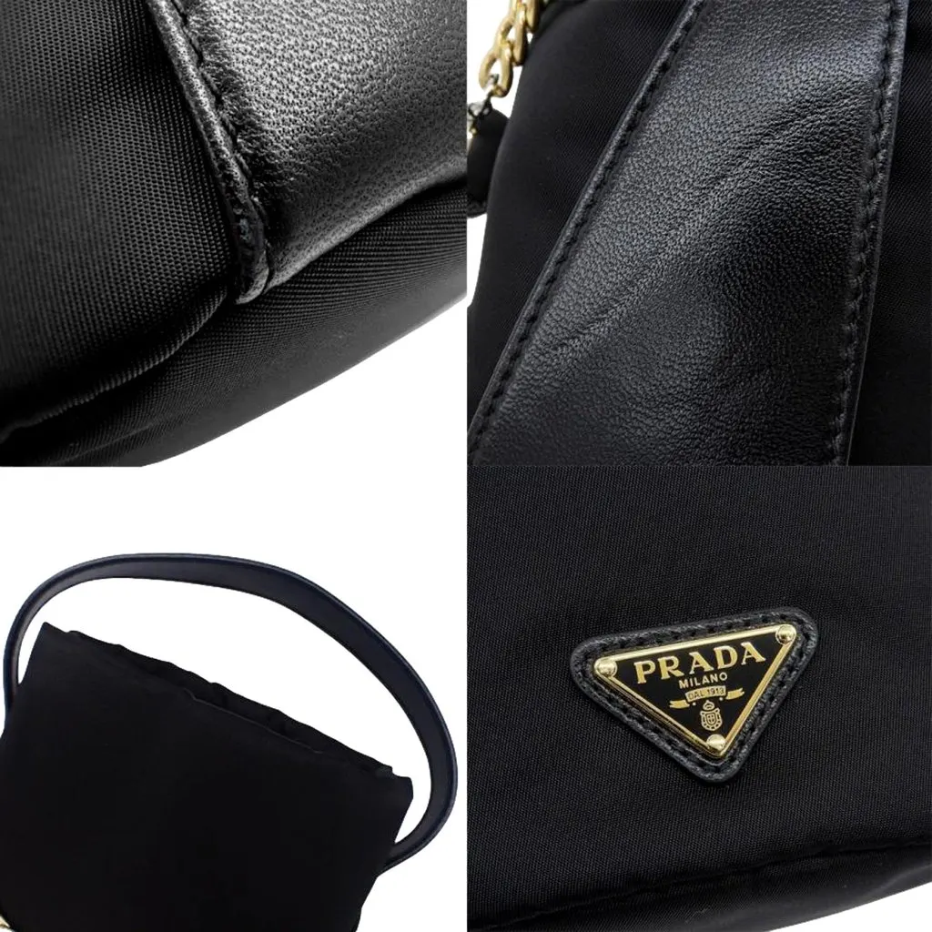Prada Petit Sac Noir Mini Re-Nylon and Nappa Leather Bucket Bag Black Black Polyamide Never worn - Box View