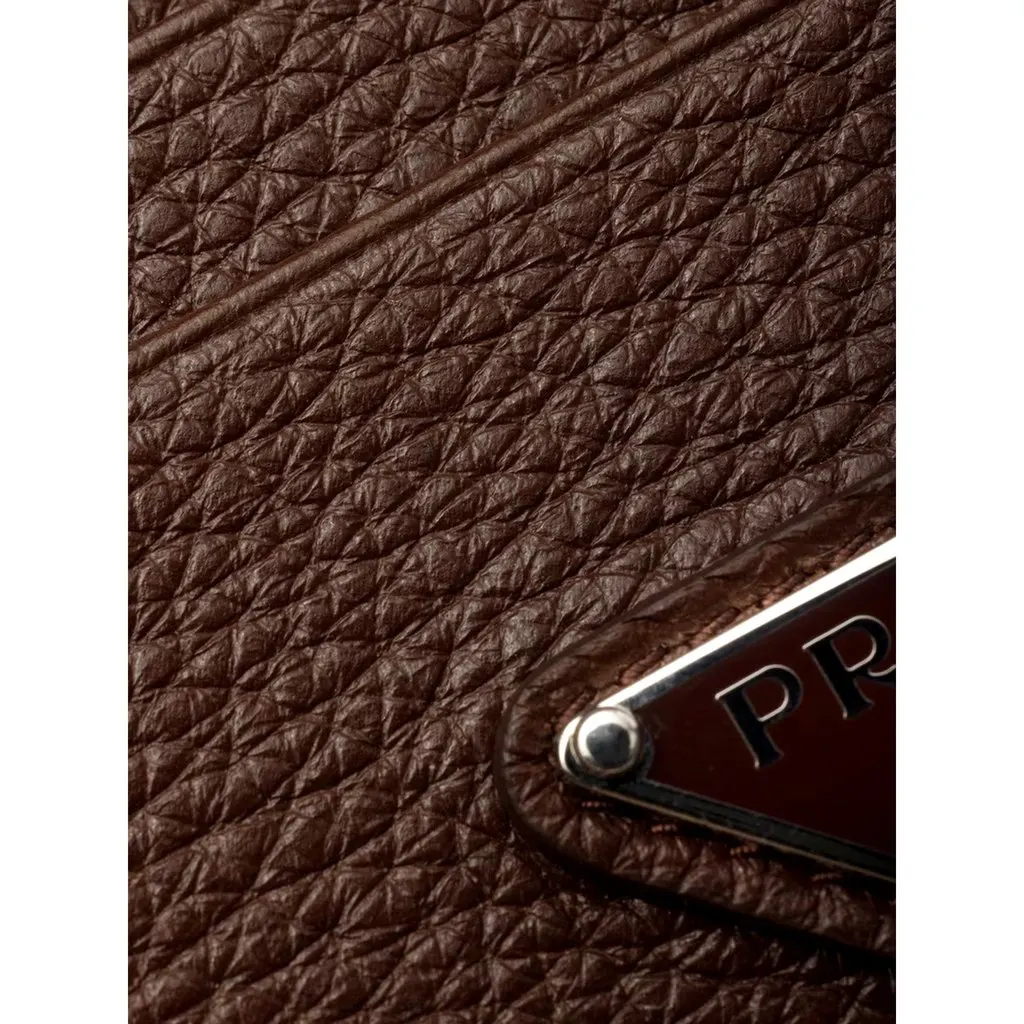 Prada Vitello Daino Bruciato Brown Leather Small Card Holder Wallet Brown Leather Never worn - Inside View