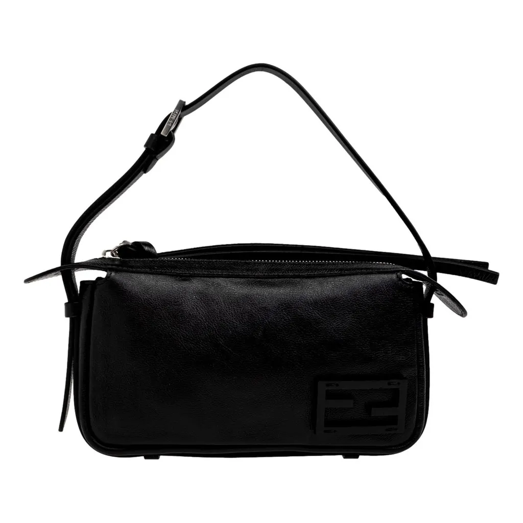 Fendi Simply Fendi Mini Black Leather Shoulder Bag Black Leather Never worn - Front View