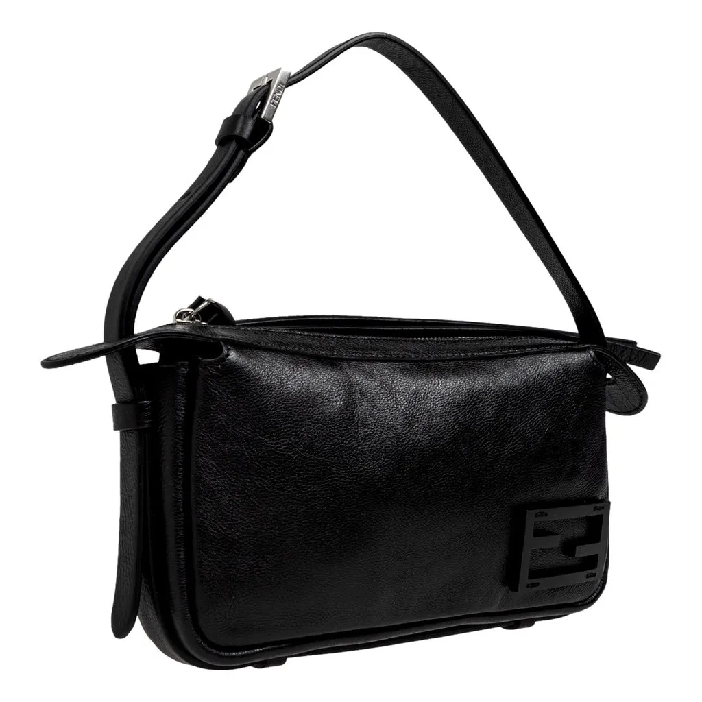 Fendi Simply Fendi Mini Black Leather Shoulder Bag Black Leather Never worn - Inside View