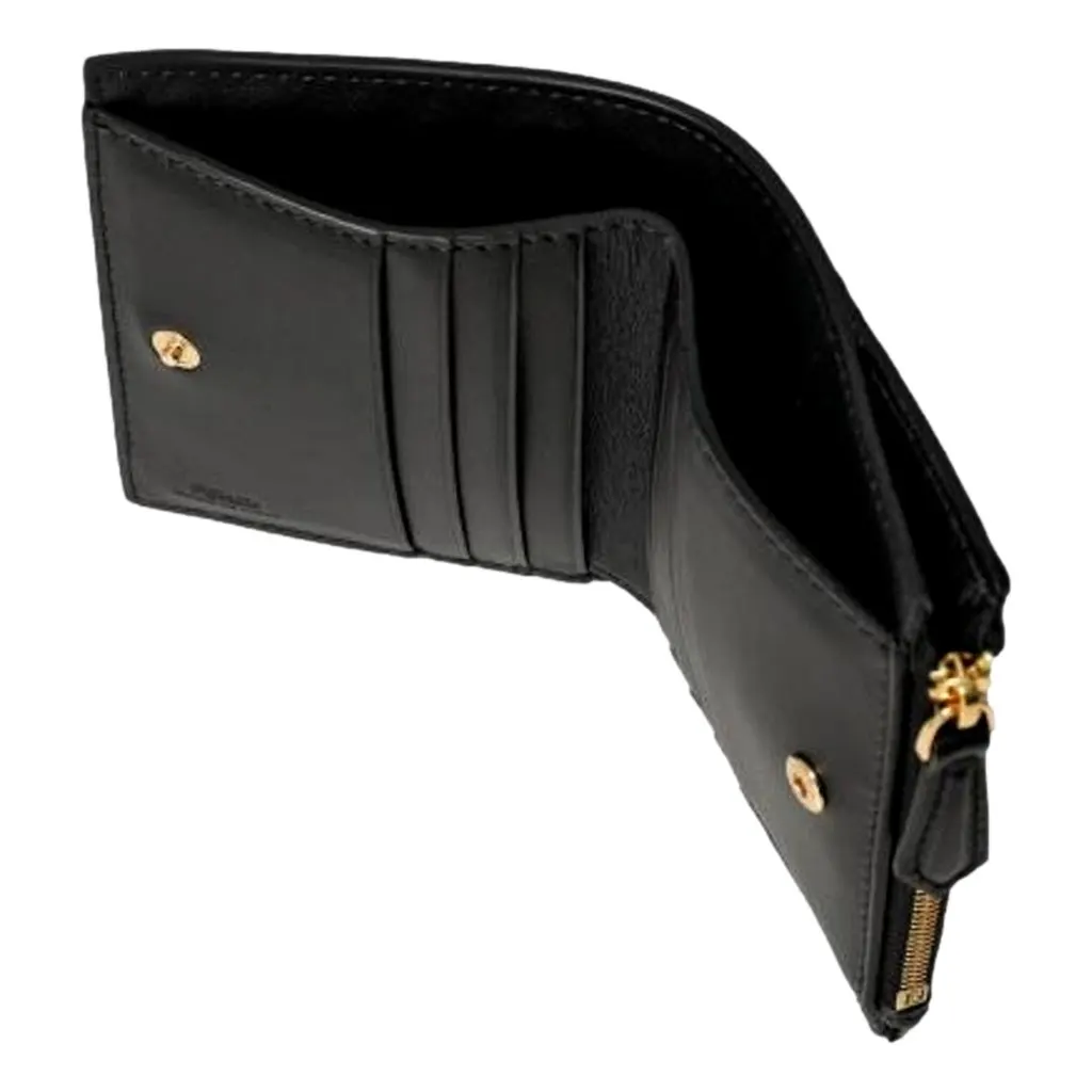 Fendi Baguette Small Wallet in Black Lamb Leather with Embossed FF Logo Black Leather Never worn - Model View